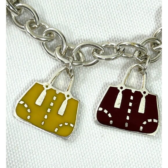 Coach Charm Bracelet Purses Sterling Silver .925 Vtg Multicolored Enamel 7.5” - Picture 15 of 17